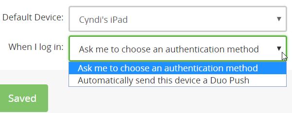 b. When I log in: This is where you choose your default authentication method. Figure 14 i.