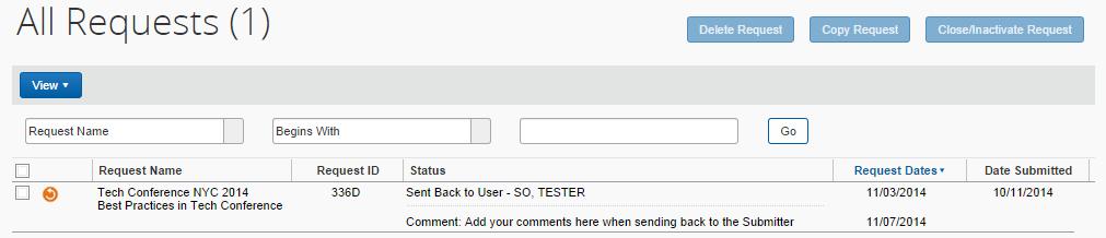 The Submitter will then see the request returned to their Concur Request Queue Clicking Approve & Forward when reviewing a Request (or Expense) will allow you to accept the
