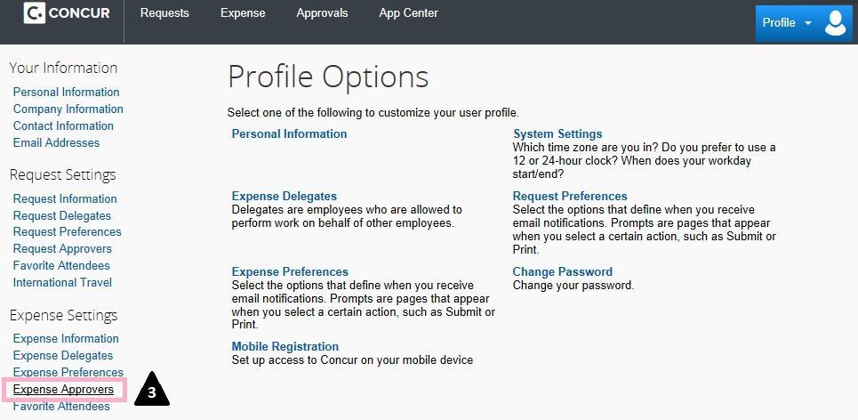 Viewing your Supervisor/Approver: From the Concur Home Page