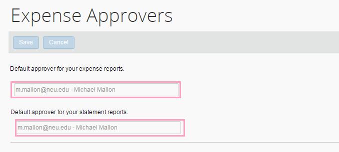 Profile Settings Step 3: Select/Click Expense Approvers to