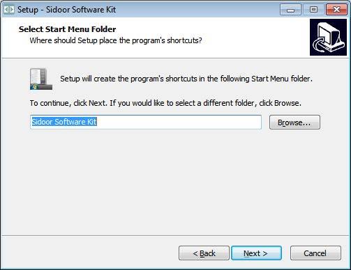 Installation Select Start menu folder Select additional tasks You can change the folder or folder name in the Start menu.