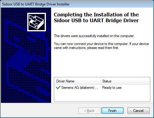 Installation Click "Finish" to complete the installation of the "USB to UART