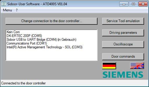 Sidoor User Software 5.3 Connect to the door controller 5.3 Connect to the door controller Clicking the "Connect to the door controller" button again opens a list box.