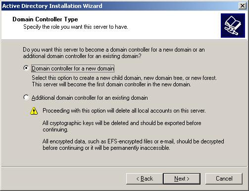 9. Set up a new domain controller. Click on Next> button. 10. Set up a domain in a new forest.
