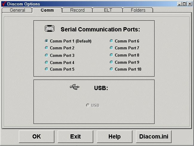 Set ting the COM Port After Diacom s initial installation on your PC you must select the correct communication port that the Diacom communication cable will be connected to.