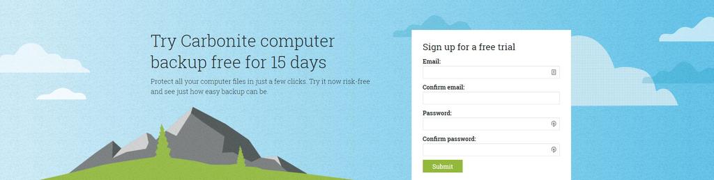 com homepage, click Get started under the Cloud backup for home & small