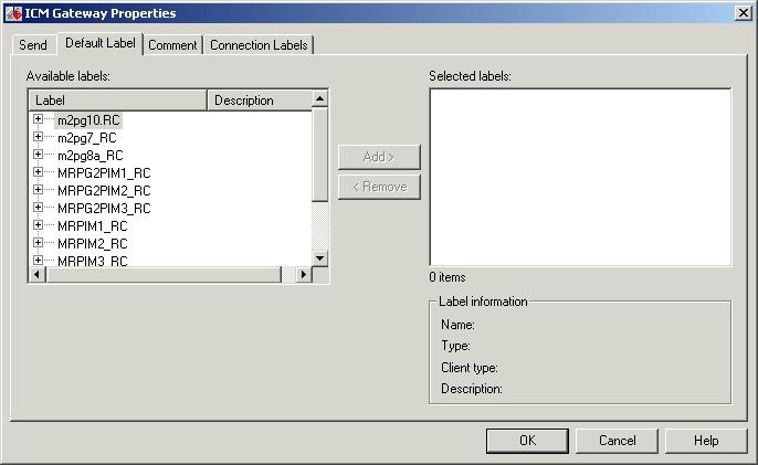 Nodes Used to Stop Script Processing Step 2 In the Default Label tab: Figure 30: ICM Gateway Properties Step 3 a) In the Available Labels list, select one default label for each routing client to be