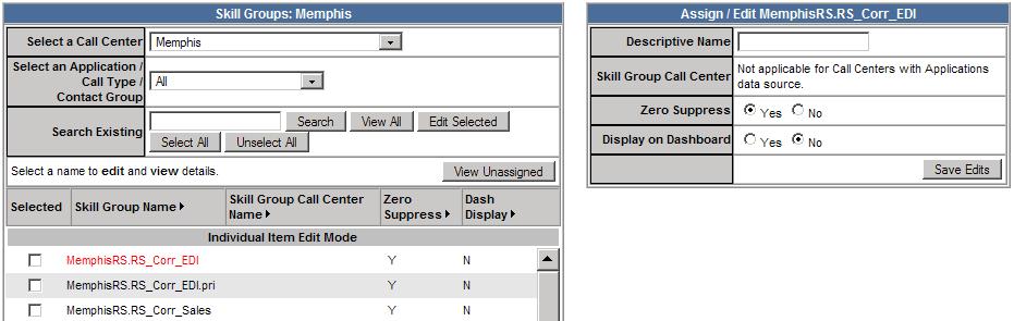 Skill Groups The Skill Groups page (Figure 34) allows you to determine which skill groups display in the Skill Groups pane on the dashboard.
