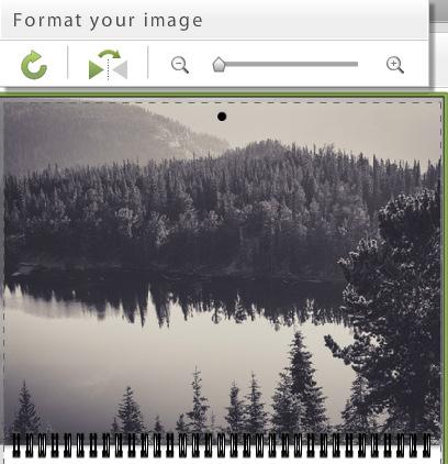 ADJUST IMAGE SIZE OR ORIENTATION Once you have positioned your image in the layout image frame, you can make minor adjustments to the image by clicking on it.