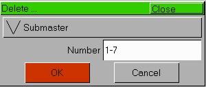Note Naming a Submaster An alternative way to name a submaster is to move the cursor to the Name field on the Submasters Window, press the ENTER key, use the MFKs or external keyboard to enter the