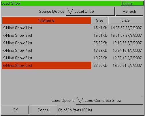 Setup Loading Shows To load a show, connect the storage media to the USB port on the desk (any port). If you re using an external floppy drive, remember to insert the floppy disk into the drive.