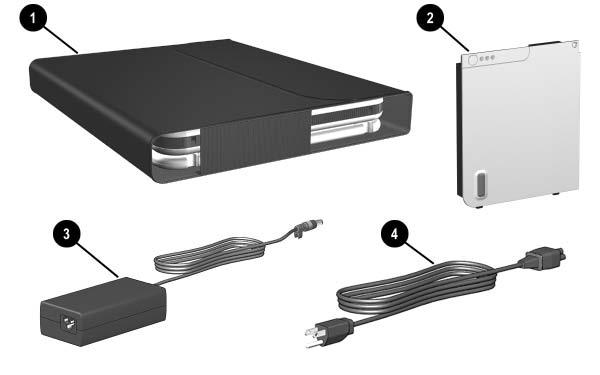 Setting Up the Tablet PC Before You Begin To set up the tablet PC and battery pack, you need the: 1 Portfolio, containing the tablet PC 2 Battery pack 3 AC adapter 4 Power
