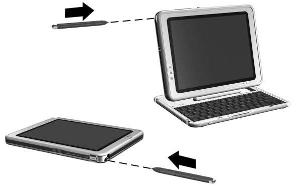 Setting Up the Tablet PC Using the Pen Holder To protect the pen when you are not using it, insert the pen, tip first, into the pen holder on the tablet PC.