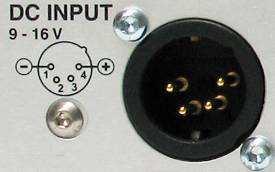 CHAPTER II THE EXTERIOR LEFT SIDE Input PANEL External DC Input Connector A standard 4-pole XLR connector: Pin 1 is ground, pin 4 is the +ve pole (pins 2 and 3 are not connected).