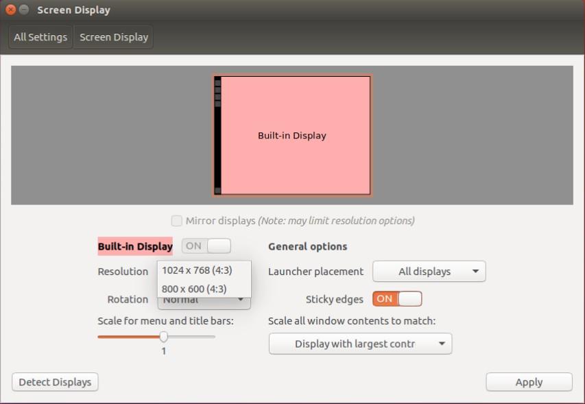 As mentioned above, the default OSBoxes Ubuntu VM distribution supports only a limited number of display resolutions.