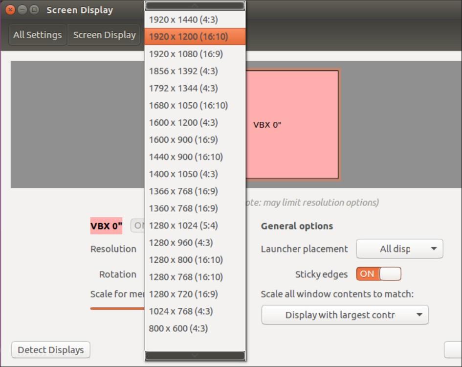 Restart the Ubuntu guest OS. Log on as osboxes. Select the "System Settings" option from the settings menu.