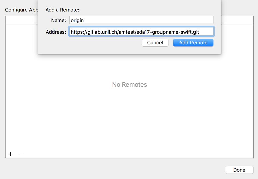 Figure 12: Add a remote repository - Step 3, where groupname is the name of your group that you previously chose during the group formation step.