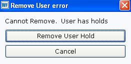 Removing a User Record Use the Remove User wizard to manually remove user records that are no longer needed. It is also possible to remove user records in batch with the Remove Users report.
