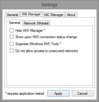 WiFi Manager General The General section contains various options pertaining to the WiFi Manager feature of NCM.