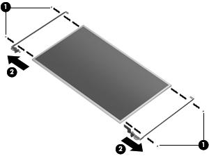 b. Remove the hinges (2). The hinges are available using spare part number 603656-001. 12. If it is necessary to replace the display panel cable: a.