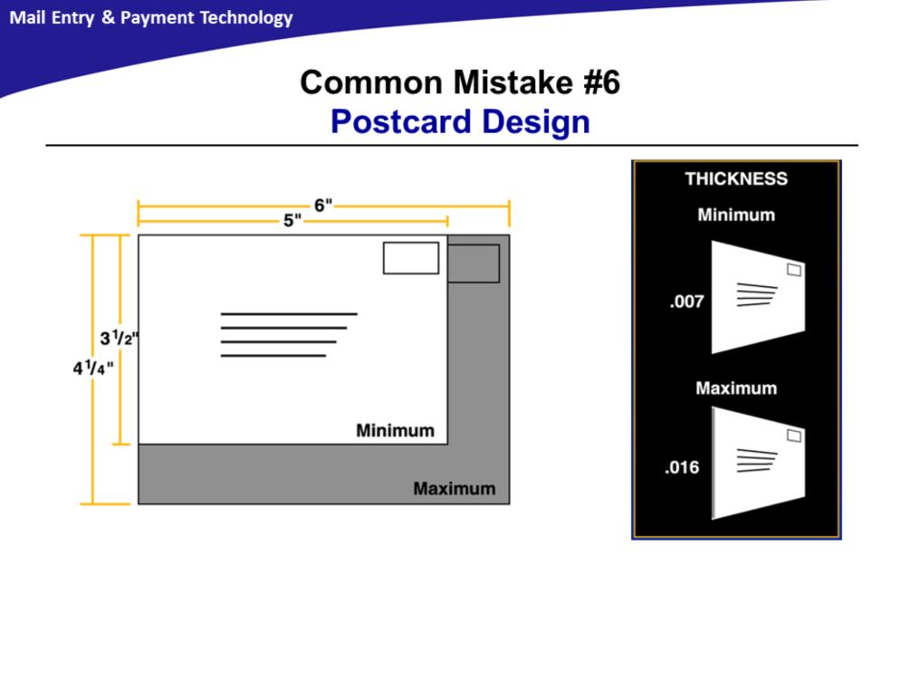 In addition to meeting the applicable dimensional requirements the address side panel of presorted or First-Class postcards and cards must be properly formatted if it contains a message area.