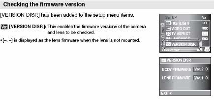 2 Check Firmware Version 2.1 Camera Body v2.0 or Higher NOTES: The Panasonic camera lens should be attached to the camera. If the camera body has firmware version 2.