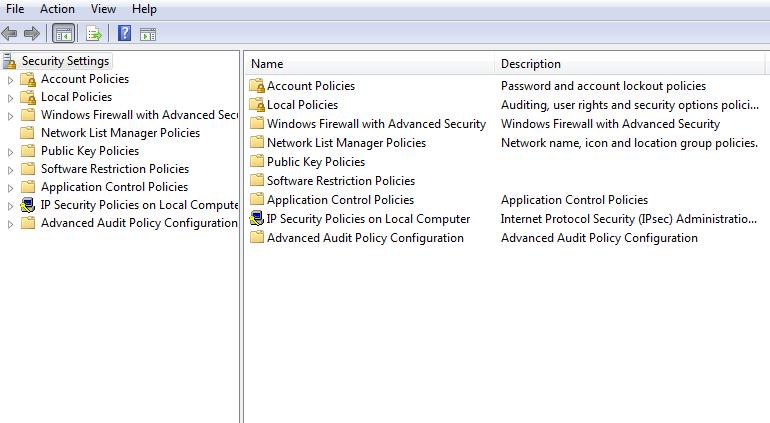 Basic Local Security Policies Controls security settings on user computers