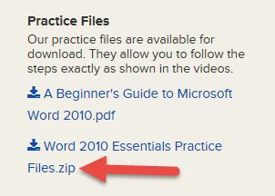 COMPLETING A COURSE (BELT) - PRACTICE In the Practice Files area you will see a practice file with a.zip extension that includes practice activities.
