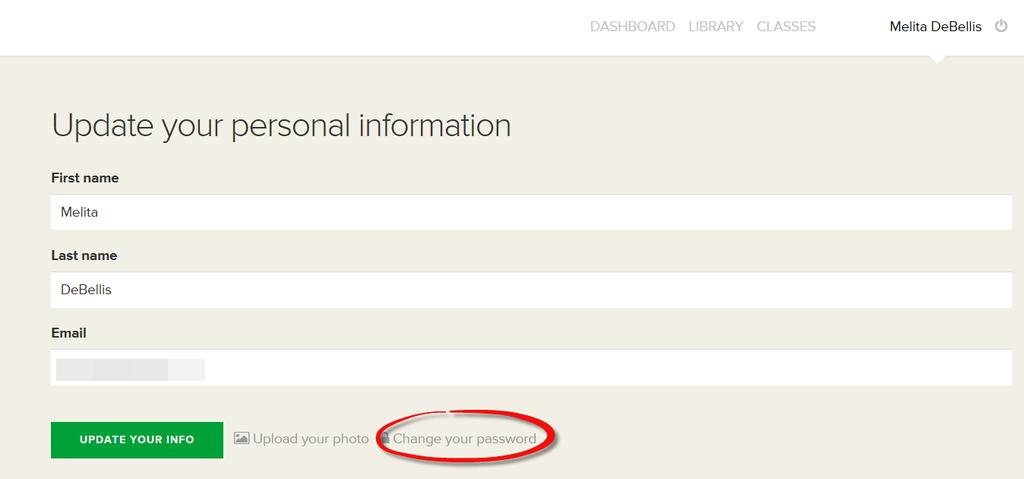 KnowledgeWave. When you click on (Your Name), you are brought to your personal information page.