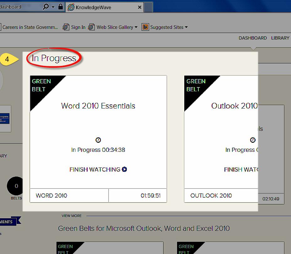 Word 2010 Essentials, Outlook 2010 Essentials, and Excel 2010 Essentials. Select the box for the belt you wish to work on.