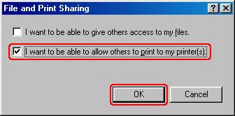 Select the I want to be able to allow others to print to my printer(s) check box and click OK. In the Network dialog box, click OK. In the Control Panel, double-click the Printers icon.