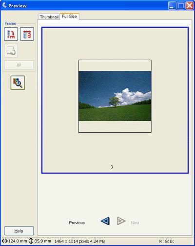 To scan an image that appears as a thumbnail, select the check box under the image you want to scan and then click Scan.