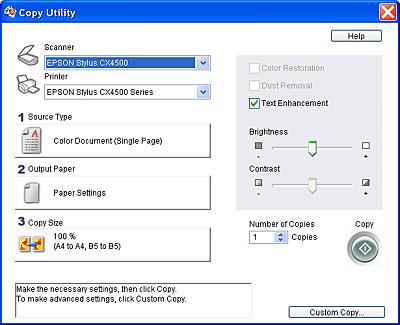 [Top] Copy Center Use this option to turn your scanner into a digital copy machine, with functions far more powerful and flexible than conventional copy machines.