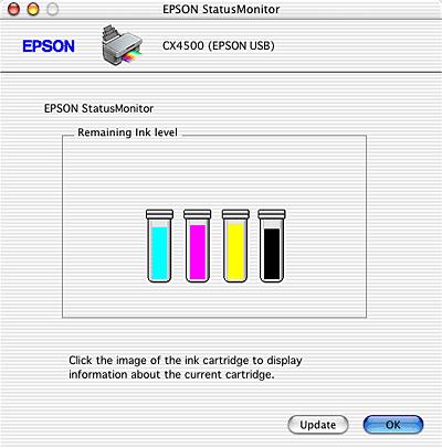 Double-click Macintosh HD (the default hard disk name), double-click the Applications folder, then double-click the EPSON Printer Utility icon. The Printer List window appears.