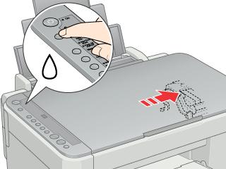 When you have finished replacing the ink cartridge, close the cartridge cover and press it so that it clicks into place. Then close scanner unit. Press the button.