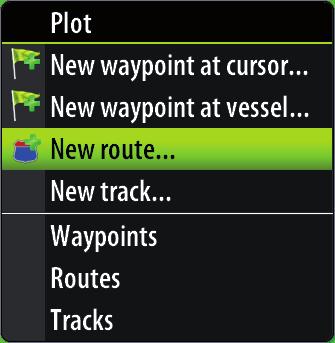 Creating a route 1 Press the key and select the new route option 2 4 5 Use the arrow keys to move the cursor to the