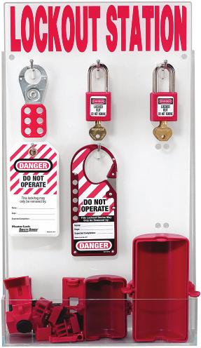 Lockout Kits & Stations Lockout Station Lockout Tool Kit Safety LockOut kit contains 6) Red Xenoy padlocks, keyed different (#410), 1) Hasp (#420), 1) Snap- On Hasp (#427), 1) Small Rotating