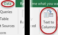 Navigate to the Data tab, and click on the Text to Columns icon that is located within the Data Tools Group. The Convert Text to Columns Wizard will populate with steps to help in separating the text.