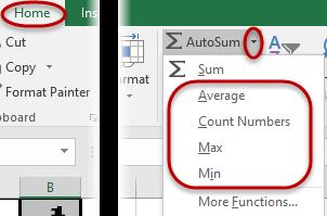 Excel inserts the sum function and suggests the range of cells that will make up the Sum. If the range is correct, hit the Enter key to accept the formula.