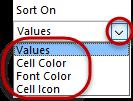 In the Sort On section, click on the dropdown to select the value in which to sort the data by.