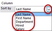 In the Order section, click on the dropdown to select the order in which the data is to be sorted.