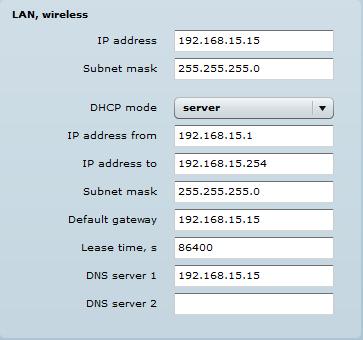 DHCP mode choose server to enable DHCP server on LAN interface. Figure 21 Router LAN Settings: DHCP Server IP address from specify the starting IP address of the DHCP address pool.