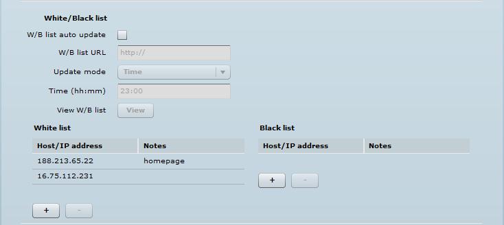 Universal Access Method (UAM) Figure 71 White List and Black List W/B list auto update - select for automatically White/Black list update.