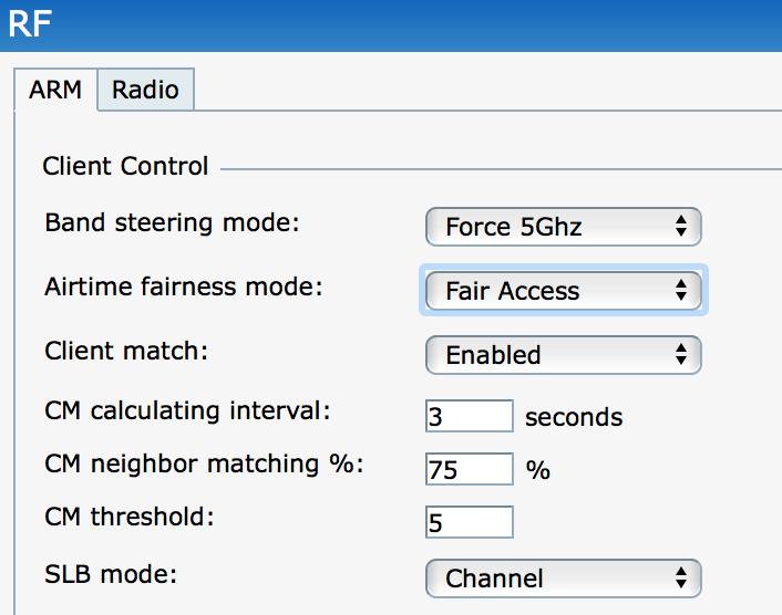 Band Steering Force 5Ghz Ensure customer network uses band steering whenever permissible. Default configuration is as below and may not be applicable for all customers.