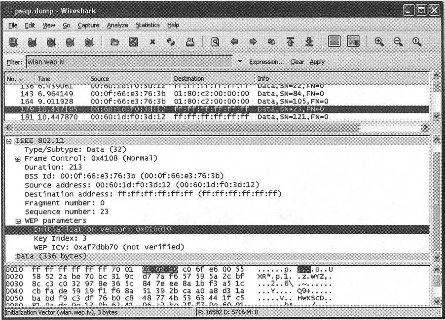 314 Chapter 6 Wireless Sniffing with Wireshark A sample packet capture with this filter applied is shown in Figure 6.21.