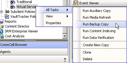 2. Select Create Backup Copy immediately. Select Enable Granular Recovery if desired. Click OK. Then OK.