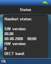 down to Status this will list some information including Base station and Handset firmware