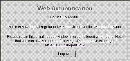 When the user enters a valid username and password on the web authentication login page and clicks Submit, the user is authenticated based upon the credentials submitted and a successful