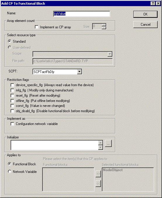 functional block s Implementation-specific CPs folder. A dialog appears that is similar to the following figure: 2.