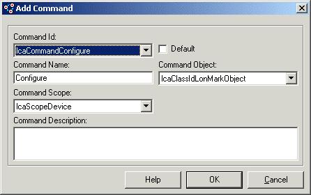 Fill out the Add Command window as shown below, and then click OK: When an LNS tool launches your plug-in, the lcacommandconfigure Command ID will be passed